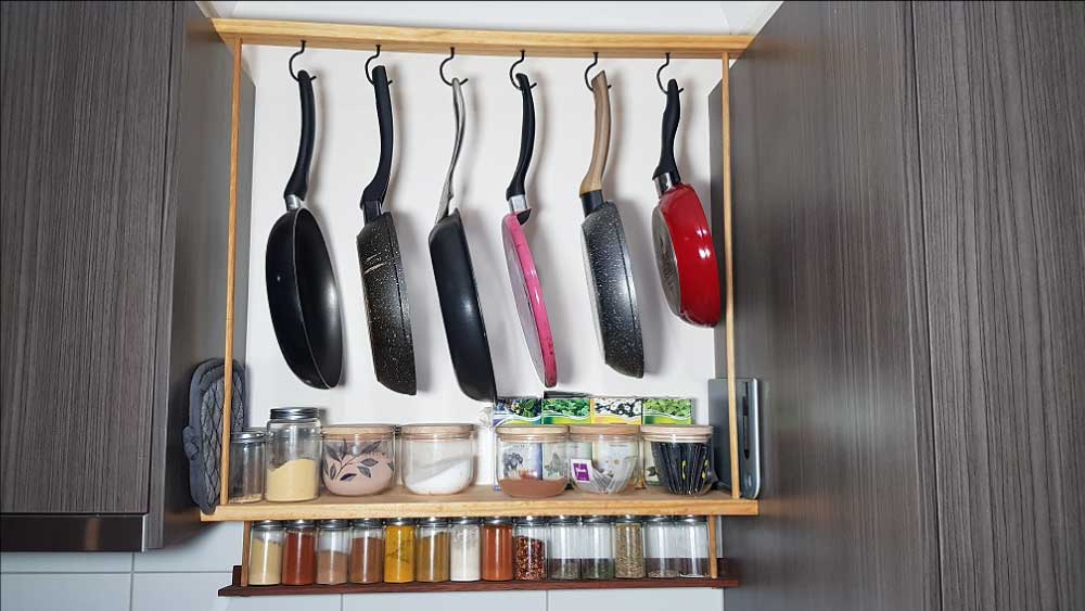 Pans, Spice, Tea and Coffee Rack